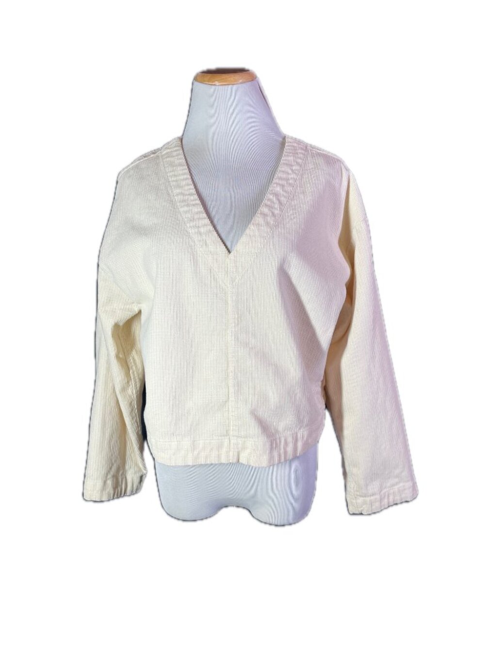 Madewell Size S Cream Corduroy Long Sleeve Top V-Neck N0214